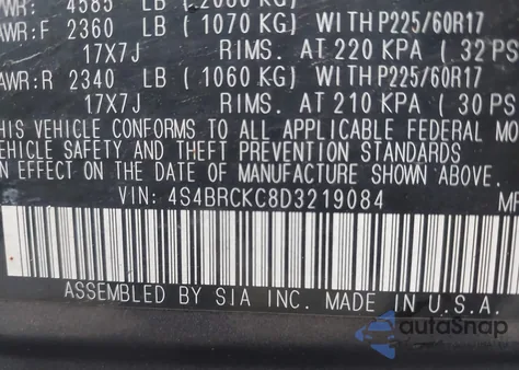 2013 Subaru Outback 2.5I Limited from USA, damaged, VIN 4S4BRCKC8D3219084